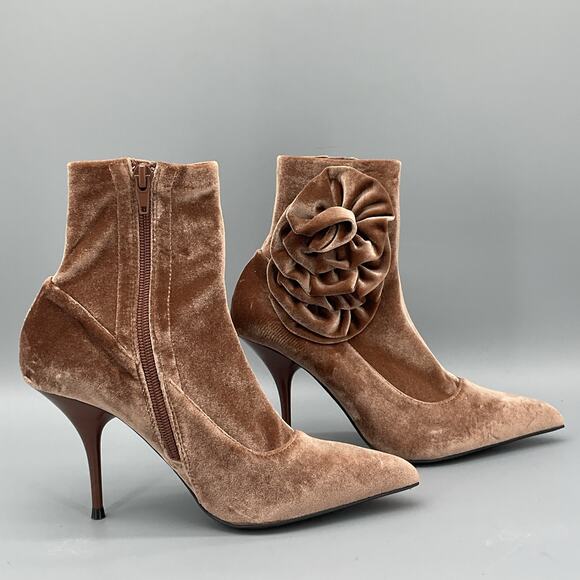 NEW Jeffrey Campbell Women’s Florette Crushed Velvet Boots Brown Size 5 - Picture 1 of 10